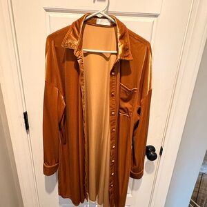 Luxurious Satin Shirt Dress in Rich Gold